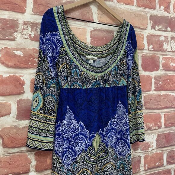 Boston Proper Muse Dress Womens Size 6 Multicolor Boho Floral Abstract Popover - Picture 3 of 8